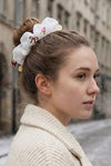Oversized Organza Scrunchie with Charms - White