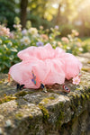 Oversized Organza Scrunchie with Charms - Pink
