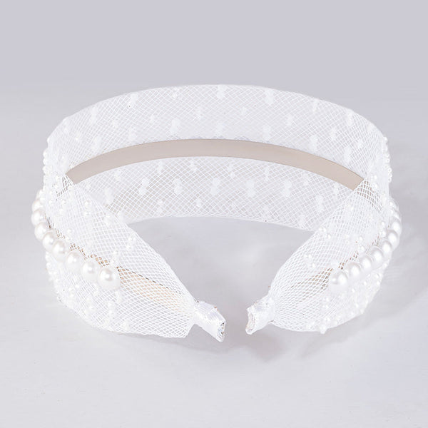 Pearl Mesh Hair Band - White