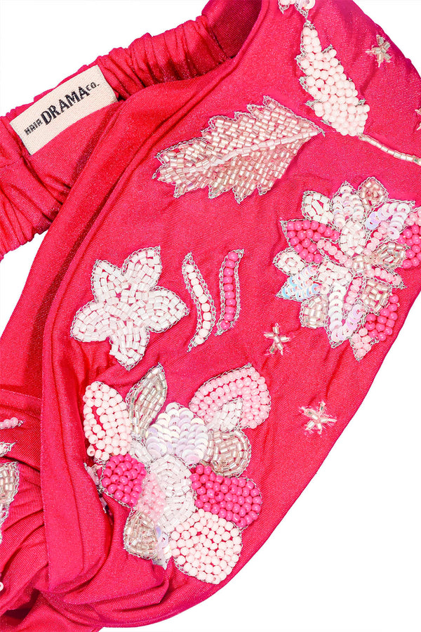 Blossom Embellished Hair Band for Women - Hot Pink