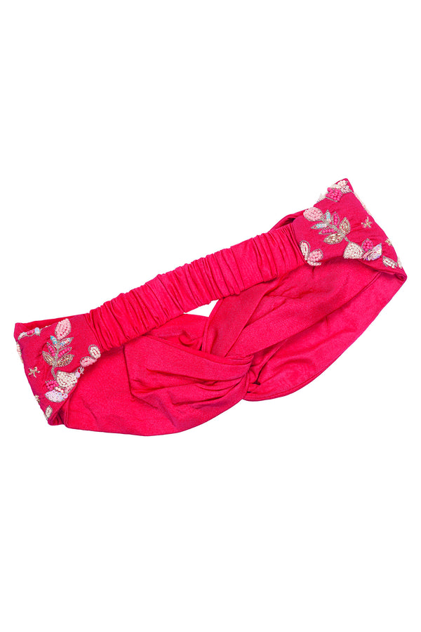 Blossom Embellished Hair Band for Women - Hot Pink