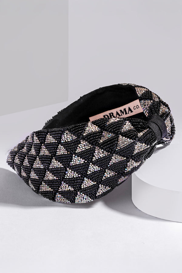 Selene Knotted Hair Band - Black & Silver