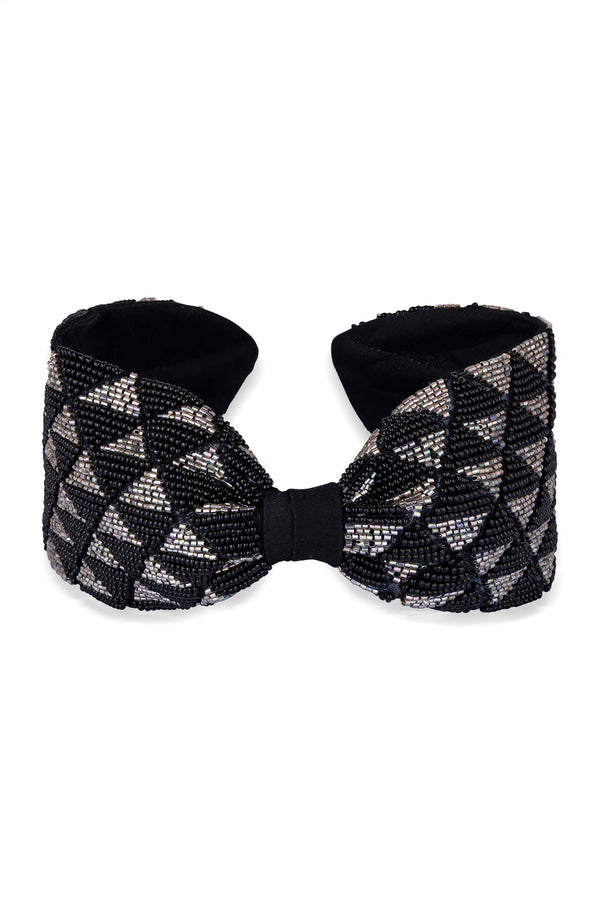Selene Knotted Hair Band - Black & Silver