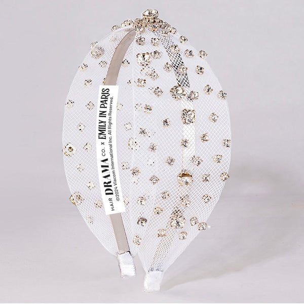 Crystal Mesh Knotted Hair Band - White
