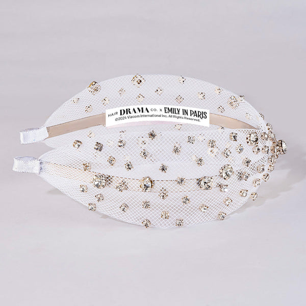 Crystal Mesh Knotted Hair Band - White