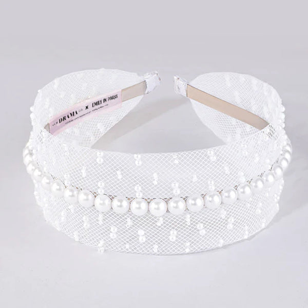 Pearl Mesh Hair Band - White