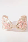 Peony Embellished Knotted Hair Band - Pink
