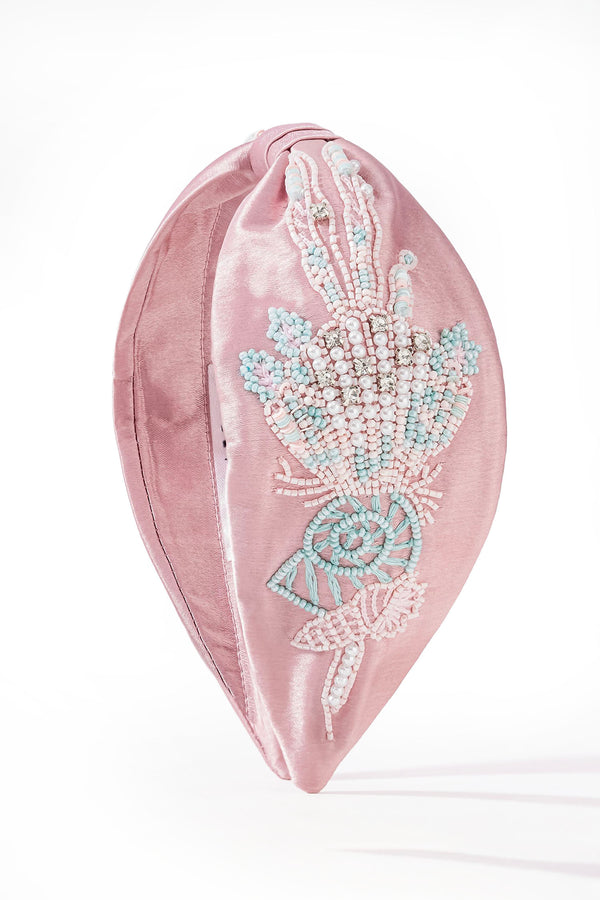Pink embroidered headband