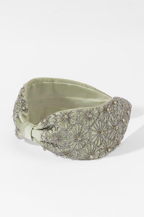 Sage Sparkle Embellished Headband