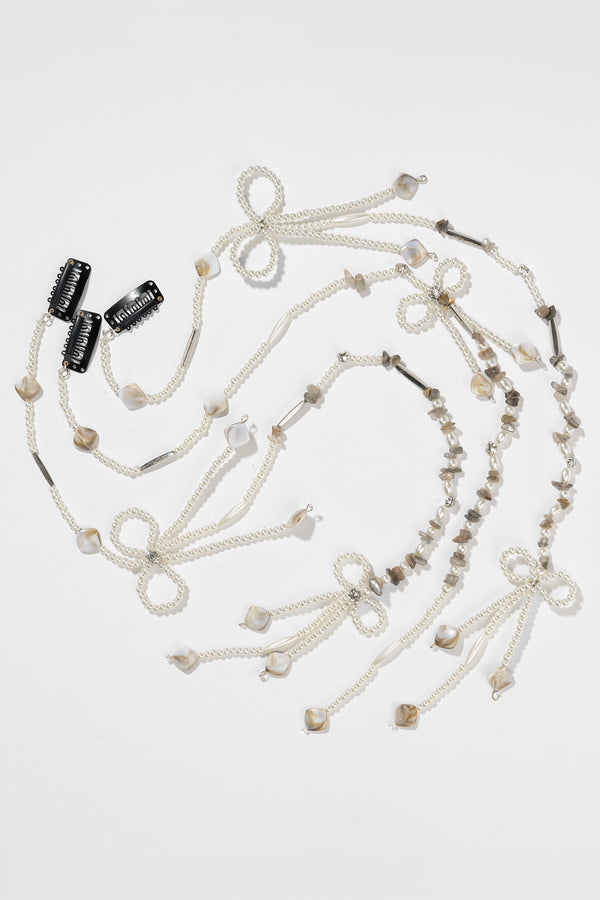 Diva Drapes Crystal & Pearl Tassels Braid Chain