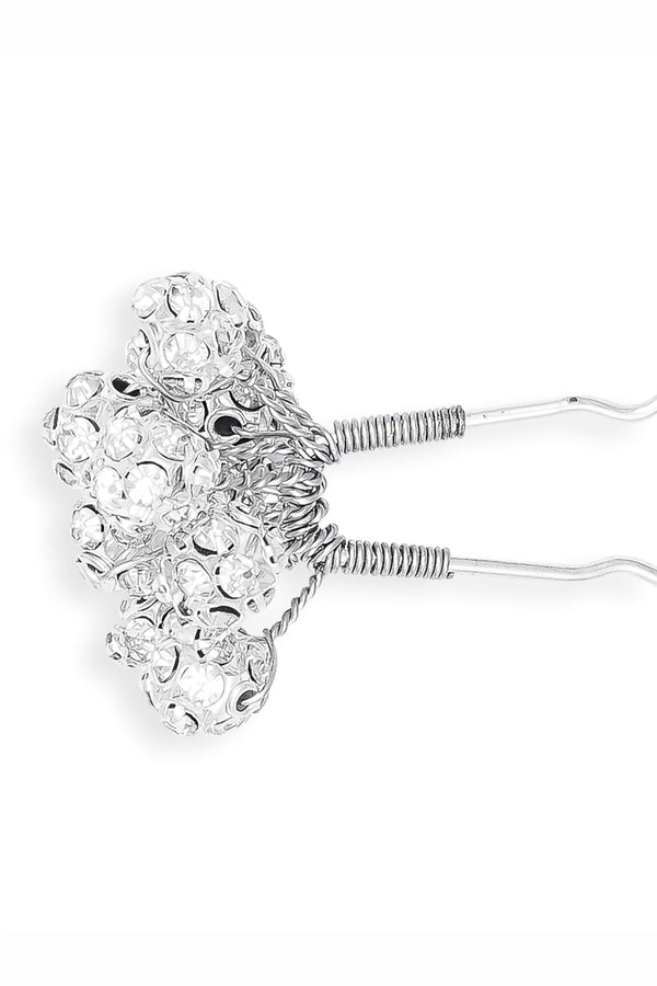 Set of 4 Embellished Pearls U Pins - Silver