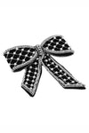 Embellished Velvet Hair Bow Barrette Clip - Black