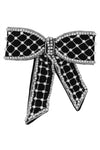 Embellished Velvet Hair Bow Barrette Clip - Black