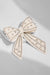 Embellished Crystal & Pearl Hair Bow Barrette Clip - Silver