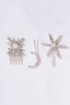 Set of 3 Celestia Crystal Hair Pins - Silver