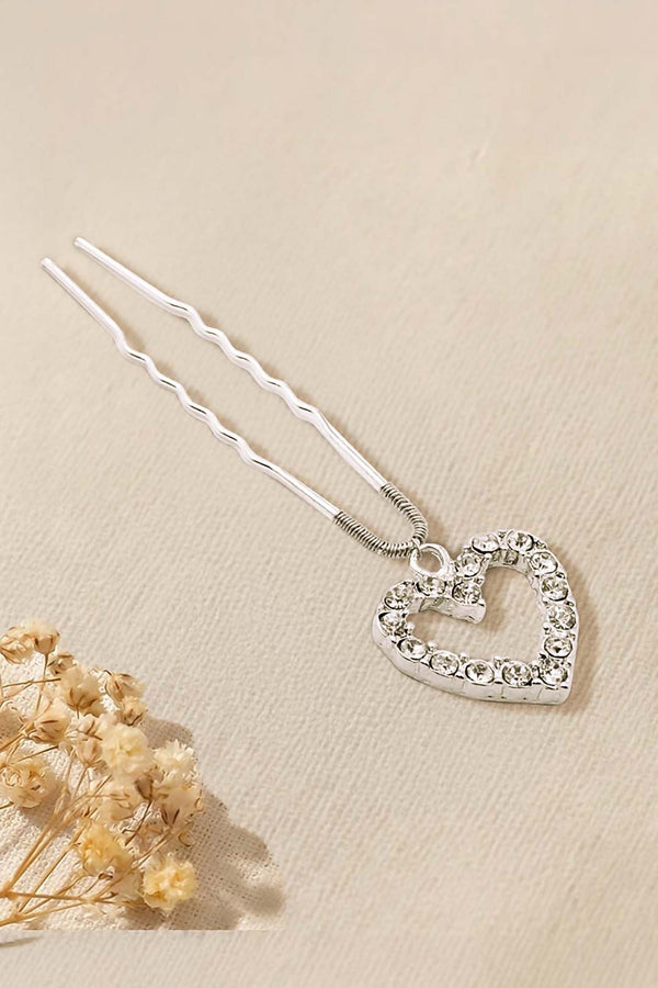 Crystal Heart Silver Pin (SINGLE)