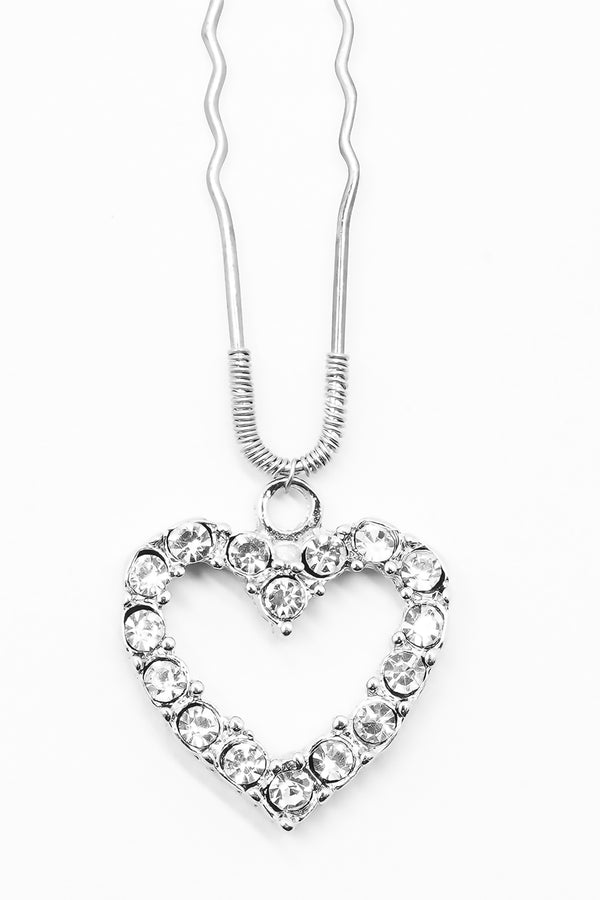 Crystal Heart Silver Pin (SINGLE)