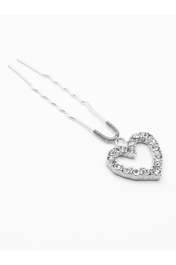 Crystal Heart Silver Pin (SINGLE)