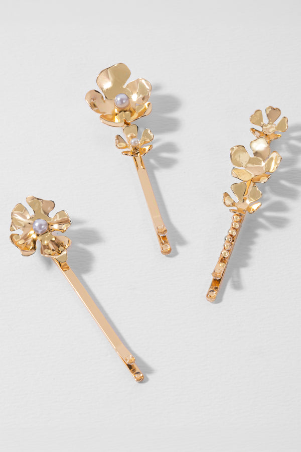 Iris Hair Pins - Set of 3 - Gold