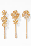 Iris Hair Pins - Set of 3 - Gold