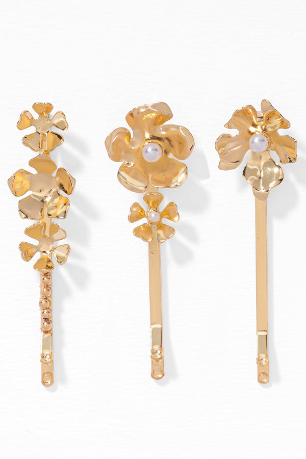 Iris Hair Pins - Set of 3 - Gold