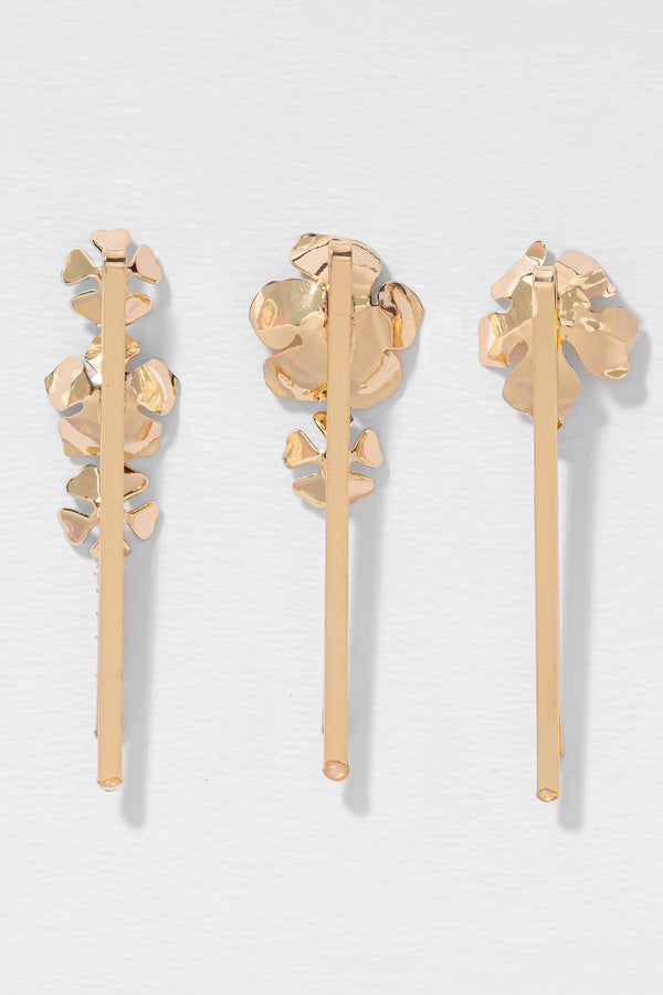Iris Hair Pins - Set of 3 - Gold