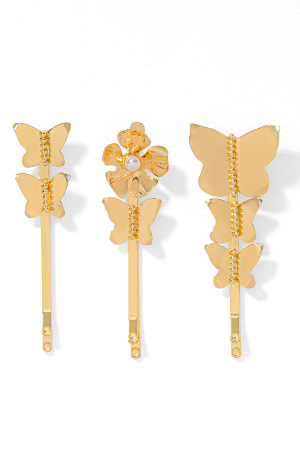 Ivy Hair Pins - Set of 3 - Gold
