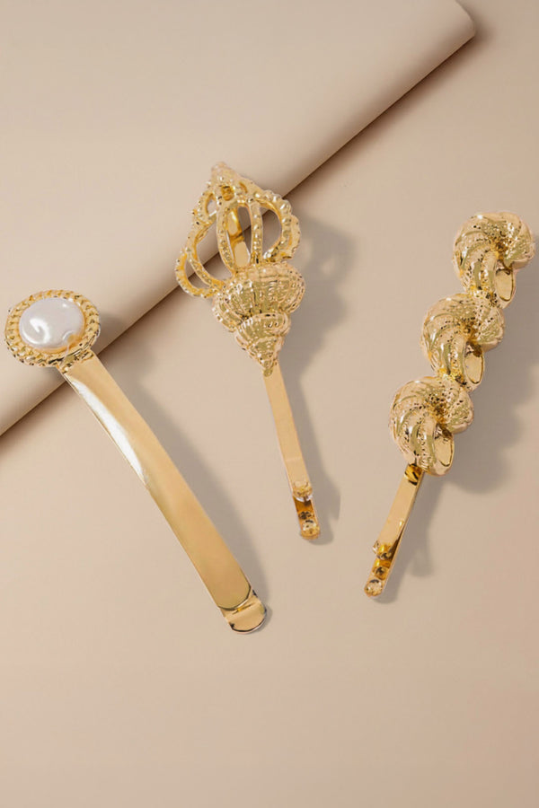 Selene Hair Pins - Set of 3 - Gold