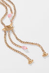 Gold Plated Shell Hair Braid with Pink Beads
