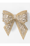 Embellished Crystal Hair Bow Barrette Clip - Gold & Silver