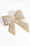 Embellished Crystal Hair Bow Barrette Clip - Gold & Silver