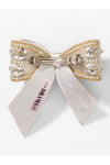 Embellished Crystal Hair Bow Barrette Clip - Gold & Silver