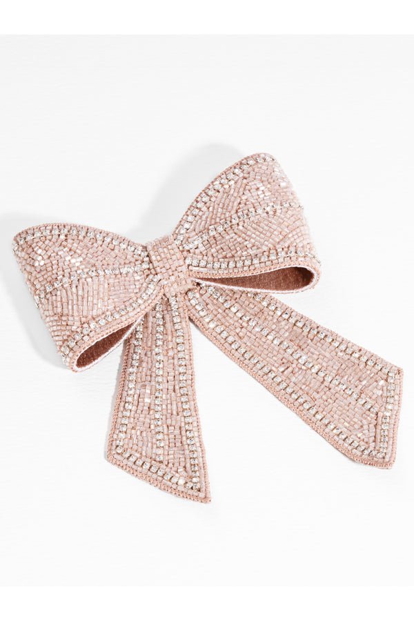 Blush Diamond Beaded Hair Bow