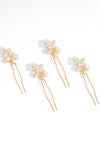 Set of 4 Pearls U Pins - White