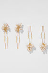 Set of 4 Pearls U Pins - White