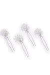 Set of 4 Crystal Pearl U Pins - Silver