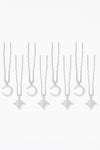 Celestia Silver Star & Moon Hair Pins - Set of 8