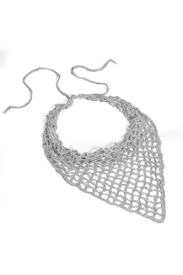 Bohemian Crochet Headscarf - Silver - Small