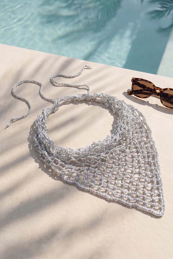 Bohemian Crochet Headscarf - Silver - Small