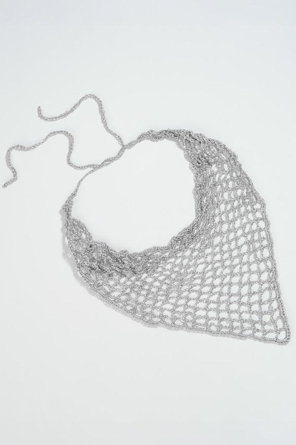 Bohemian Crochet Headscarf - Silver - Small