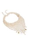 Bohemian Crochet Headscarf with Celestial Charms - Off-white - Small