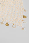Bohemian Crochet Headscarf with Celestial Charms - Off-white - Small