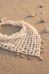 Bohemian Crochet Headscarf with Celestial Charms - Off-white - Small