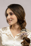 Luxury silk Scrunchies Set of 4 with Free Pouch - Neutral Crystal Gift Set
