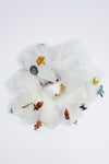Oversized Organza Scrunchie with Charms - White