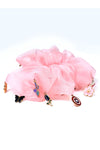 Oversized Organza Scrunchie with Charms - Pink