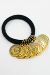 Gold Metal Coin Hair Ties - Set of 2