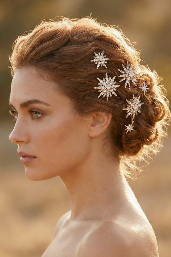 Celeste Crystal U Hair Pins - Set of 6 - Gold