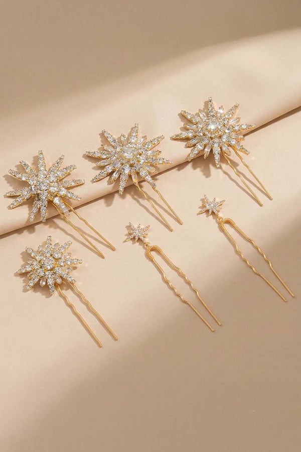 Celeste Crystal U Hair Pins - Set of 6 - Gold