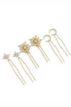 Set of 6 Celestia Crystal Hair Pins - Gold